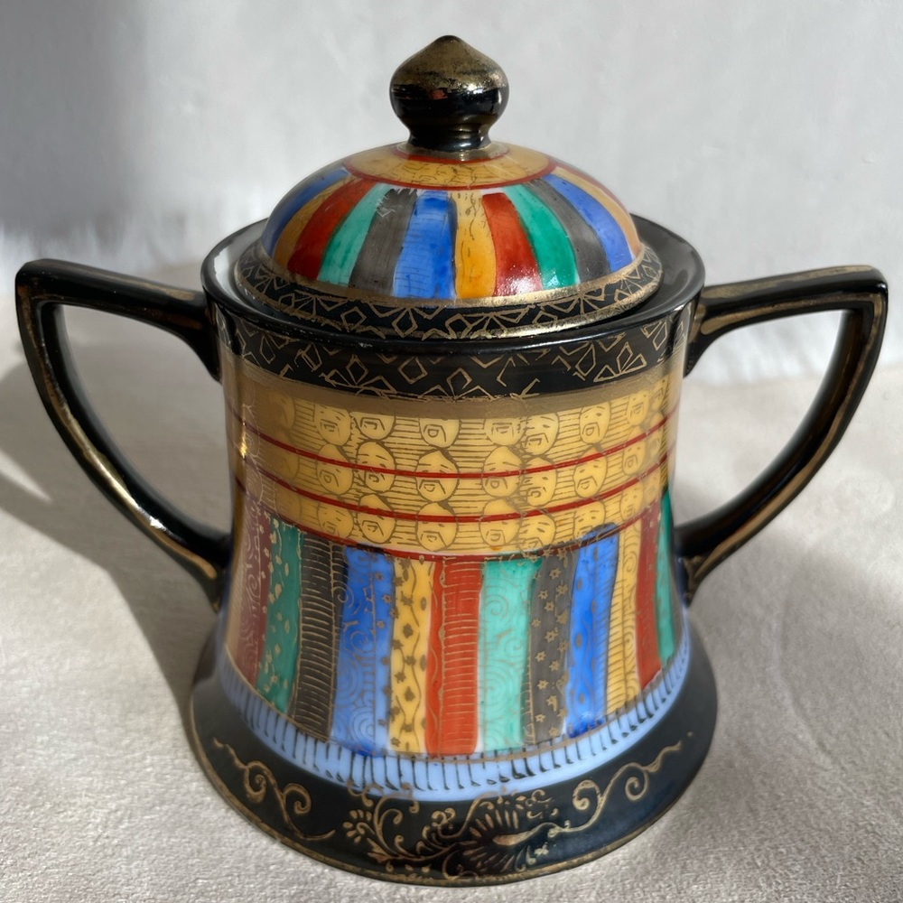 Vintage R.S. Japan Star Rising 1000 faces sugar bowl.